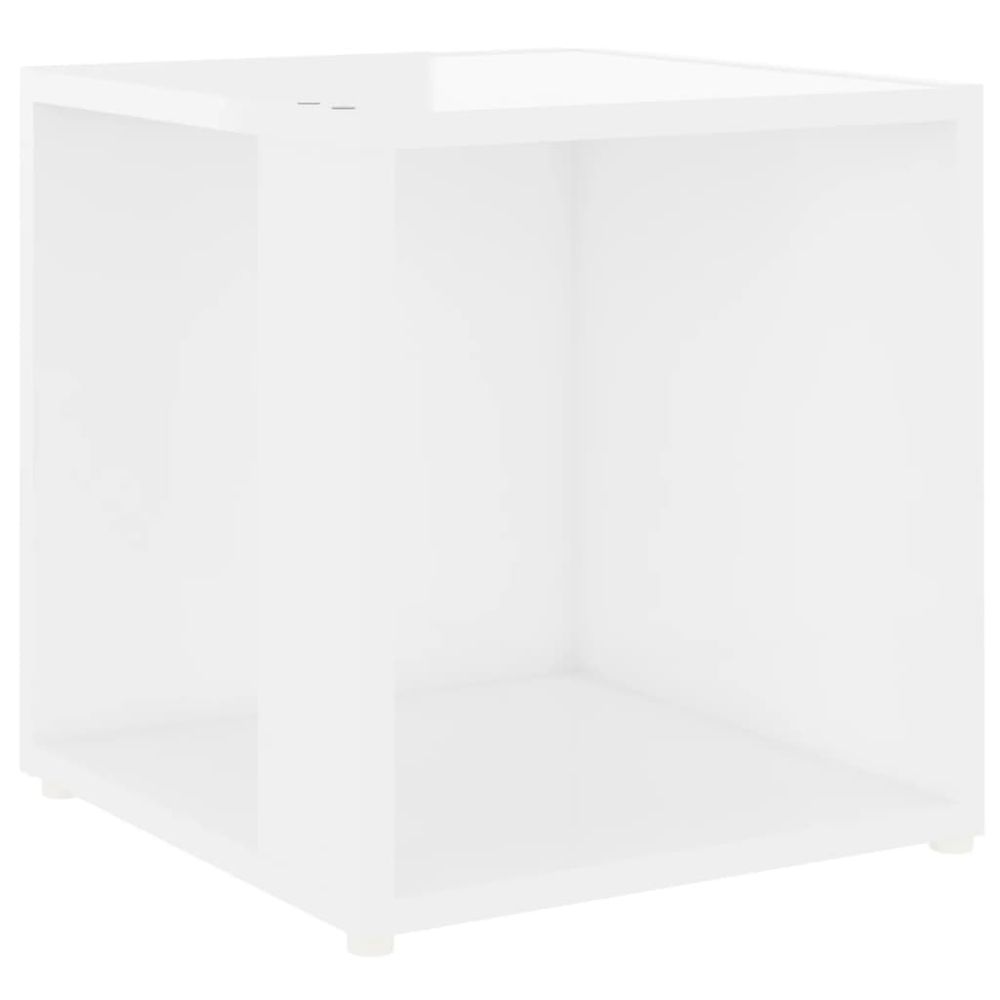 Vidaxl Príručný stolík lesklý biely 33x33x34,5 cm drevotrieska